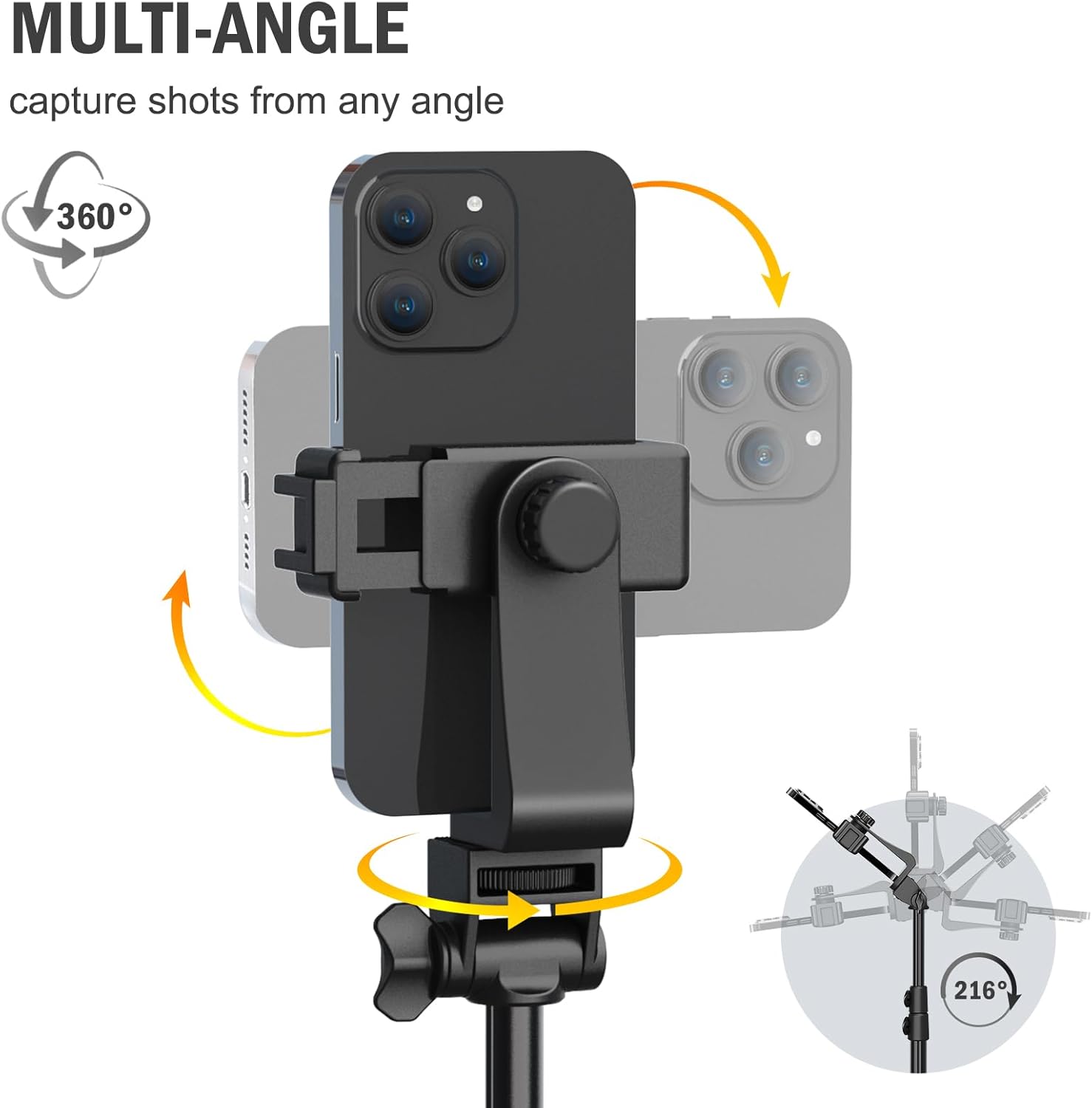 64” Tripod for Cell Phone & Camera, Phone Tripod with Remote and Phone Holder, Portable Tripod for iPhone, Phone Tripod for Video Recording, Cell Phone Tripod Mount Stand for Cellphone - Image 3