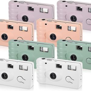 LEIFIDE 8 Pcs Disposable Camera Bulk for Wedding Single Use Camera One Time Camera for Photography with Flash Color Film for Wedding, Anniversary, Travel, Camp, Party Supplies (Cute Color)